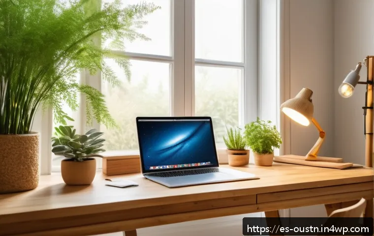 지속가능한 영감 관리 위한 도구 소개 - A cozy, eco-friendly creative workspace featuring natural wood furniture made from certified bamboo ...